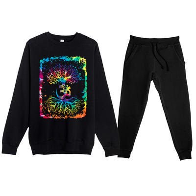 Om Tree Namaste Yoga Meditate Workout Meditation Gift Premium Crewneck Sweatsuit Set