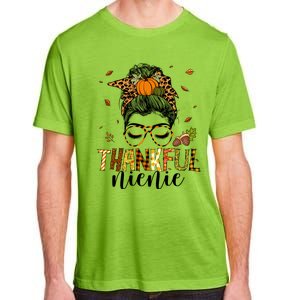 One Thankful Nienie Messy Bun Leopard Thanksgiving Family Gift Adult ChromaSoft Performance T-Shirt