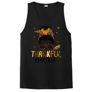 One Thankful Nienie Messy Bun Leopard Thanksgiving Family Gift PosiCharge Competitor Tank