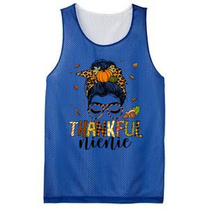 One Thankful Nienie Messy Bun Leopard Thanksgiving Family Gift Mesh Reversible Basketball Jersey Tank