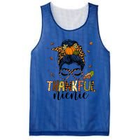 One Thankful Nienie Messy Bun Leopard Thanksgiving Family Gift Mesh Reversible Basketball Jersey Tank