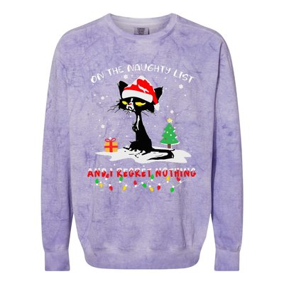 On The Naughty List And I Regret Nothing Cat Christmas  Colorblast Crewneck Sweatshirt