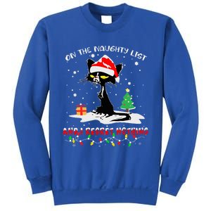 On The Naughty List And I Regret Nothing Cat Christmas  Sweatshirt