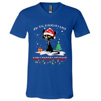 On The Naughty List And I Regret Nothing Cat Christmas  V-Neck T-Shirt