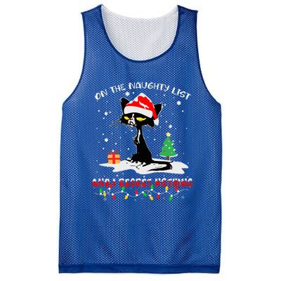 On The Naughty List And I Regret Nothing Cat Christmas  Mesh Reversible Basketball Jersey Tank