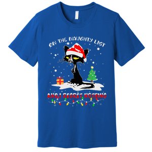 On The Naughty List And I Regret Nothing Cat Christmas  Premium T-Shirt