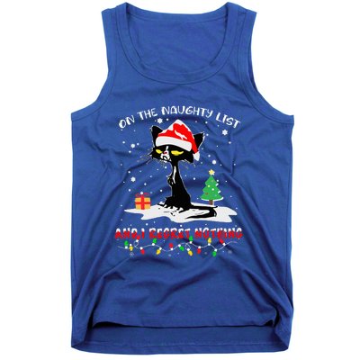 On The Naughty List And I Regret Nothing Cat Christmas  Tank Top