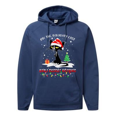 On The Naughty List And I Regret Nothing Cat Christmas  Performance Fleece Hoodie