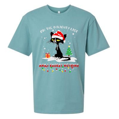 On The Naughty List And I Regret Nothing Cat Christmas  Sueded Cloud Jersey T-Shirt