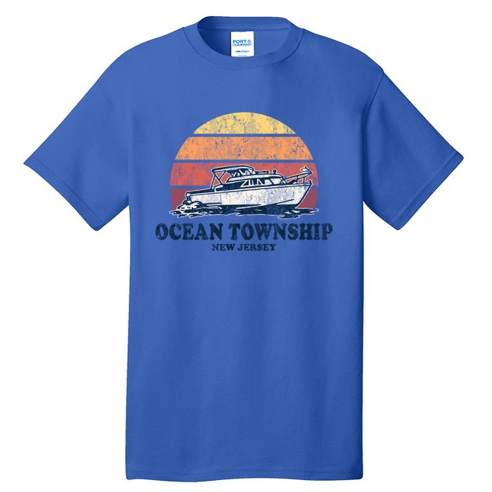 Ocean Township Nj Vintage Boating 70s Retro Boat Design Cute Gift Tall T-Shirt