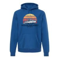 Ocean Township Nj Vintage Boating 70s Retro Boat Design Cute Gift Premium Hoodie