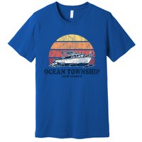 Ocean Township Nj Vintage Boating 70s Retro Boat Design Cute Gift Premium T-Shirt