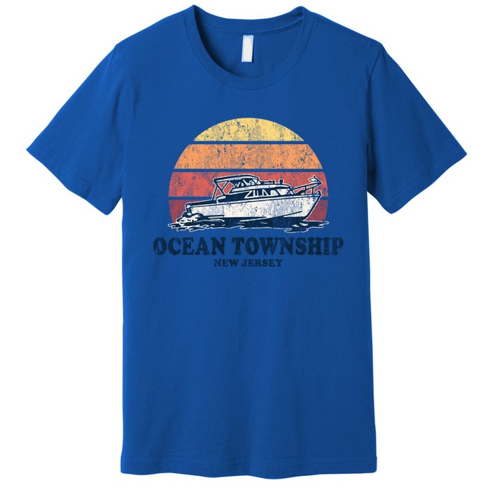 Ocean Township Nj Vintage Boating 70s Retro Boat Design Cute Gift Premium T-Shirt