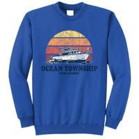 Ocean Township Nj Vintage Boating 70s Retro Boat Design Cute Gift Tall Sweatshirt