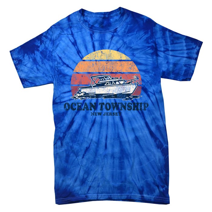 Ocean Township Nj Vintage Boating 70s Retro Boat Design Cute Gift Tie-Dye T-Shirt