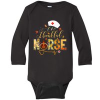 One Thankful Nurse Thanksgiving Turkey Day Nurse Gift Baby Long Sleeve Bodysuit