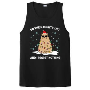 On The Naughty List And I Regret Nothing Cat Christmas Light Gift PosiCharge Competitor Tank