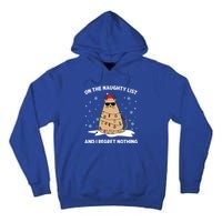 On The Naughty List And I Regret Nothing Cat Christmas Light Gift Tall Hoodie