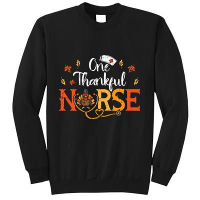One Thankful Nurse Turkey Thanksgiving Scrub Top Fall Sweatshirt