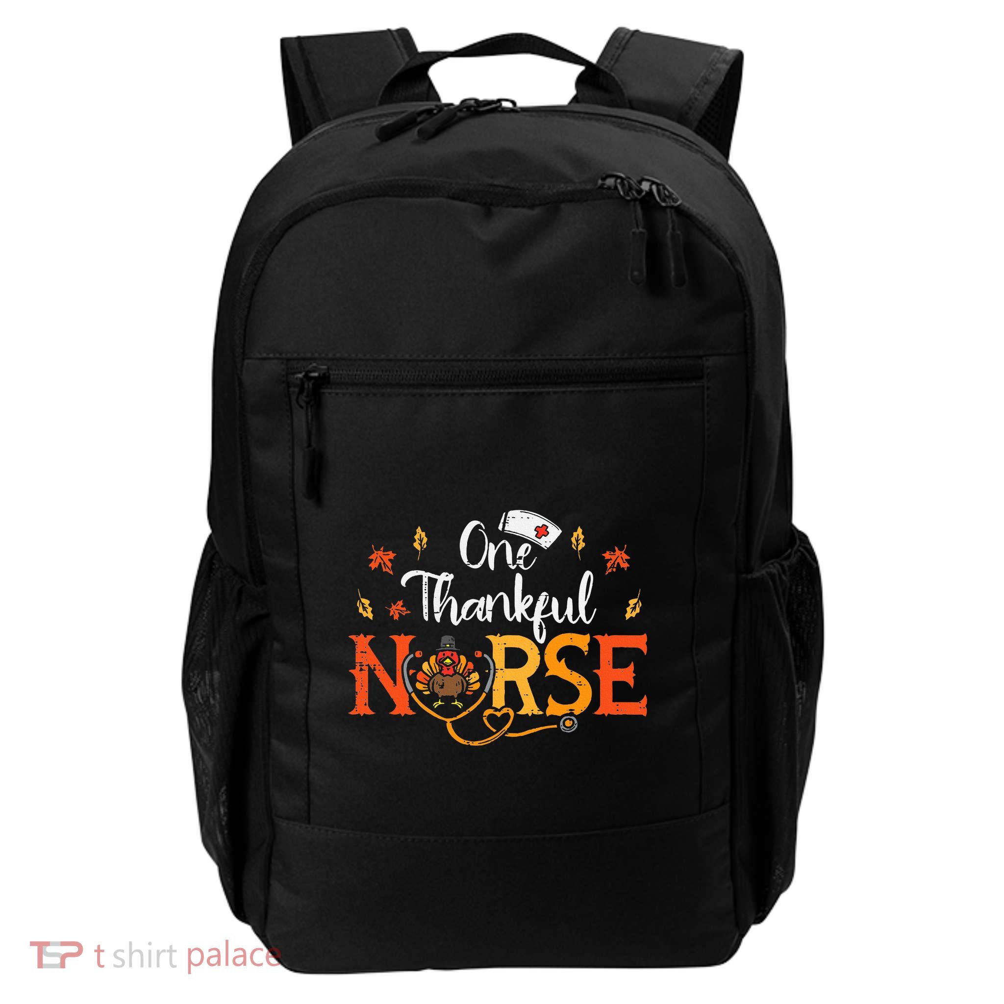 One Thankful Nurse Turkey Thanksgiving Scrub Top Fall Backpack