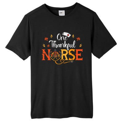 One Thankful Nurse Turkey Thanksgiving Scrub Top Fall Tall Fusion ChromaSoft Performance T-Shirt