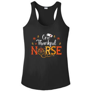 One Thankful Nurse Turkey Thanksgiving Scrub Top Fall Ladies PosiCharge Competitor Racerback Tank