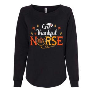 One Thankful Nurse Turkey Thanksgiving Scrub Top Fall Womens California Wash Sweatshirt