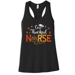 One Thankful Nurse Turkey Thanksgiving Scrub Top Fall Women's Racerback Tank