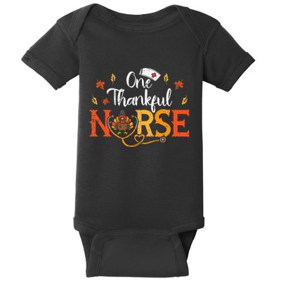 One Thankful Nurse Turkey Thanksgiving Scrub Top Fall Baby Bodysuit