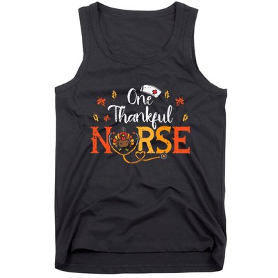 One Thankful Nurse Turkey Thanksgiving Scrub Top Fall Tank Top