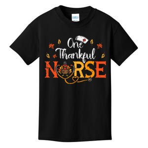 One Thankful Nurse Turkey Thanksgiving Scrub Top Fall Kids T-Shirt