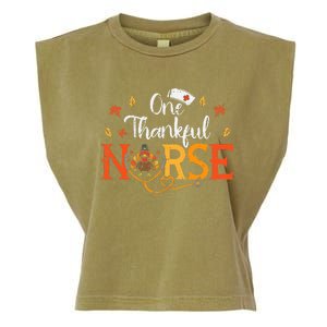 One Thankful Nurse Turkey Thanksgiving Scrub Top Fall Garment-Dyed Women's Muscle Tee