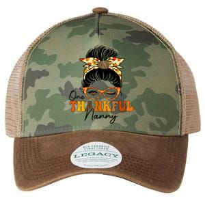 One Thankful Nanny Messy Bun Leopard Thanksgiving Family Gift Legacy Tie Dye Trucker Hat