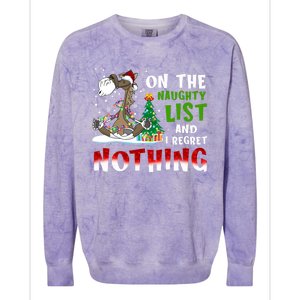 On The Naughty List And I Regret Nothing Horse Christmas Meaningful Gift Colorblast Crewneck Sweatshirt