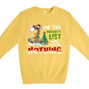 On The Naughty List And I Regret Nothing Horse Christmas Meaningful Gift Premium Crewneck Sweatshirt