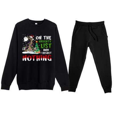 On The Naughty List And I Regret Nothing Horse Christmas Meaningful Gift Premium Crewneck Sweatsuit Set