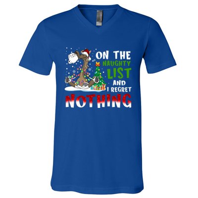 On The Naughty List And I Regret Nothing Horse Christmas Meaningful Gift V-Neck T-Shirt