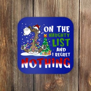 On The Naughty List And I Regret Nothing Horse Christmas Meaningful Gift Coaster