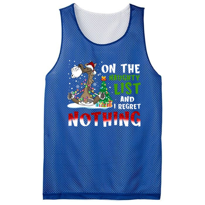 On The Naughty List And I Regret Nothing Horse Christmas Meaningful Gift Mesh Reversible Basketball Jersey Tank