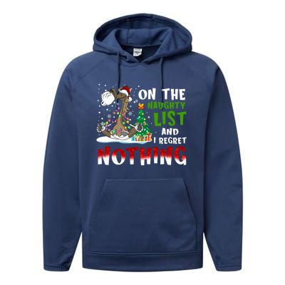 On The Naughty List And I Regret Nothing Horse Christmas Meaningful Gift Performance Fleece Hoodie