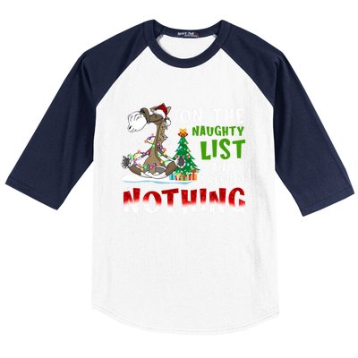 On The Naughty List And I Regret Nothing Horse Christmas Meaningful Gift Baseball Sleeve Shirt