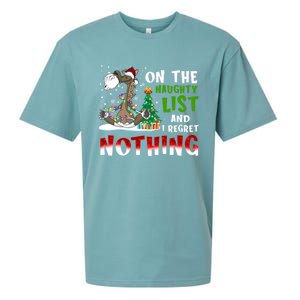 On The Naughty List And I Regret Nothing Horse Christmas Meaningful Gift Sueded Cloud Jersey T-Shirt