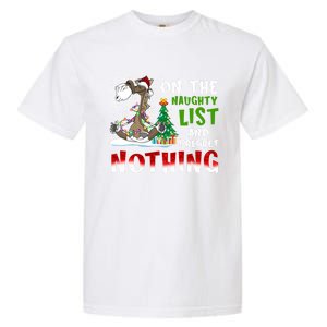 On The Naughty List And I Regret Nothing Horse Christmas Meaningful Gift Garment-Dyed Heavyweight T-Shirt