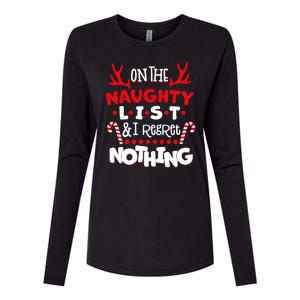 On The Naughty List I Regret Nothing Womens Cotton Relaxed Long Sleeve T-Shirt