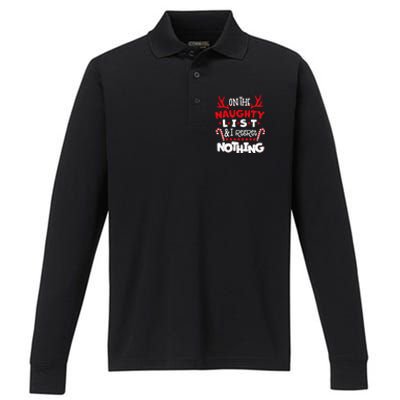 On The Naughty List I Regret Nothing Performance Long Sleeve Polo