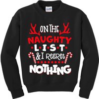 On The Naughty List I Regret Nothing Kids Sweatshirt