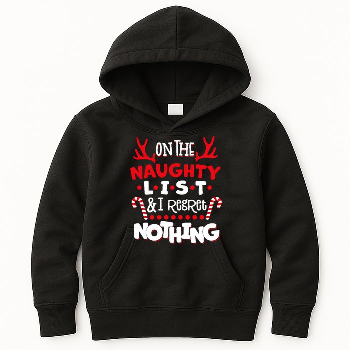 On The Naughty List I Regret Nothing Kids Hoodie