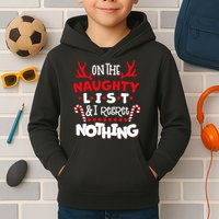 On The Naughty List I Regret Nothing Kids Hoodie