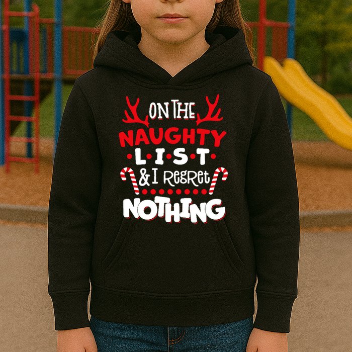 On The Naughty List I Regret Nothing Kids Hoodie