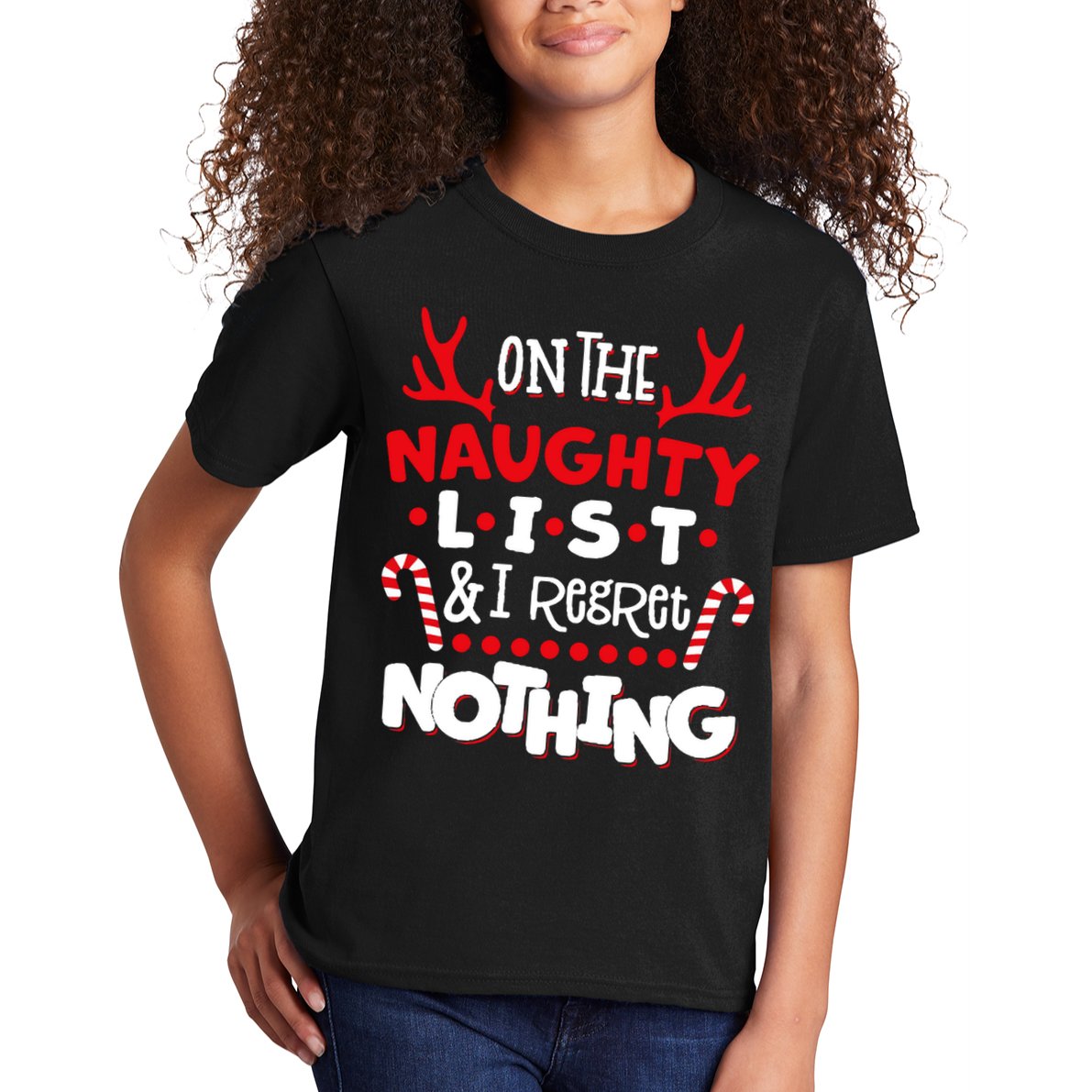 On The Naughty List I Regret Nothing Kids T-Shirt